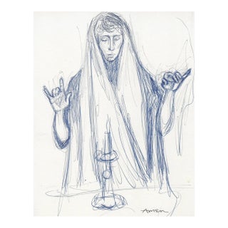 1950s Irving Amen Sabbath Drawing For Sale