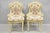 Vintage French Louis XV Style Cream & Pink Painted Boudoir Slipper Chairs with Floral Tapestry Upholstery - a Pair. Circa...