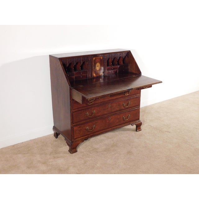 English 1880s English Oak Slant Front Desk For Sale - Image 3 of 17