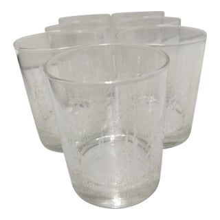 Vintage Libbey Frosted Pines Double Whiskey Glasses - Set of 7 For Sale