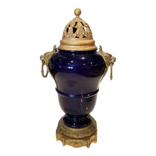 Antique Ormolu Mounted Cobalt Blue Sevres For Sale