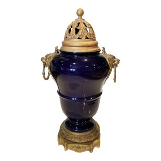 Antique Ormolu Mounted Cobalt Blue Sevres For Sale