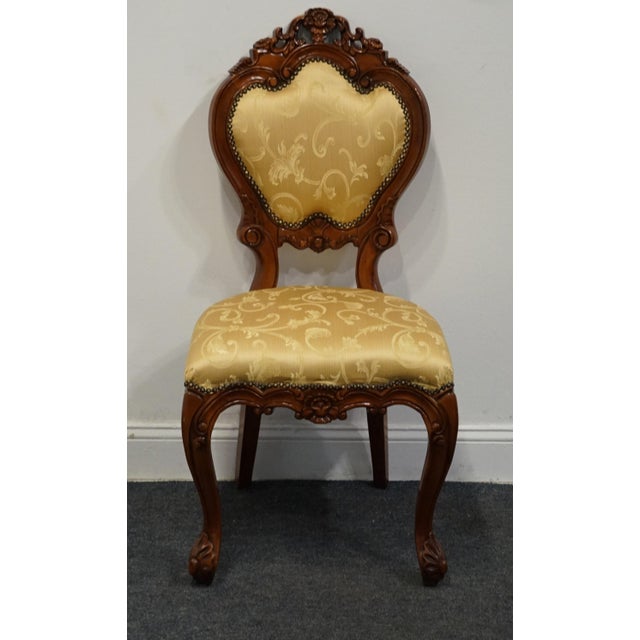 French Provincial Vintage Antique Traditional Rococo Style Carved Accent Side Chair For Sale - Image 3 of 11