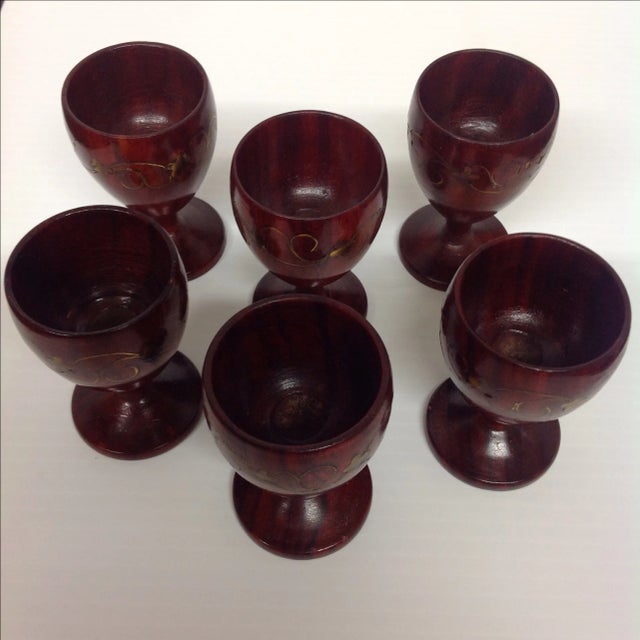 Danish Modern Hand Turned Rose Wood Cordials - 6 For Sale - Image 5 of 6