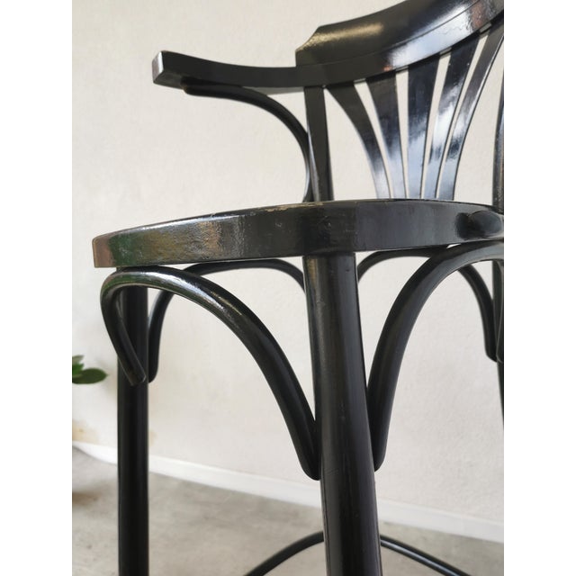 Mid-Century Black Bentwood Bar Chair in the style of Thonet, 1970s For Sale - Image 10 of 18