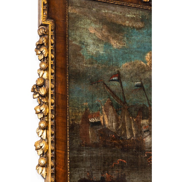 Brown 18th Century, English Trumeau Mirror with Oil Painting For Sale - Image 8 of 10