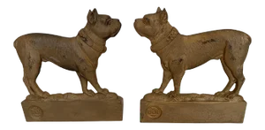 Antique Gilt Iron Doggie Bookends -A Pair