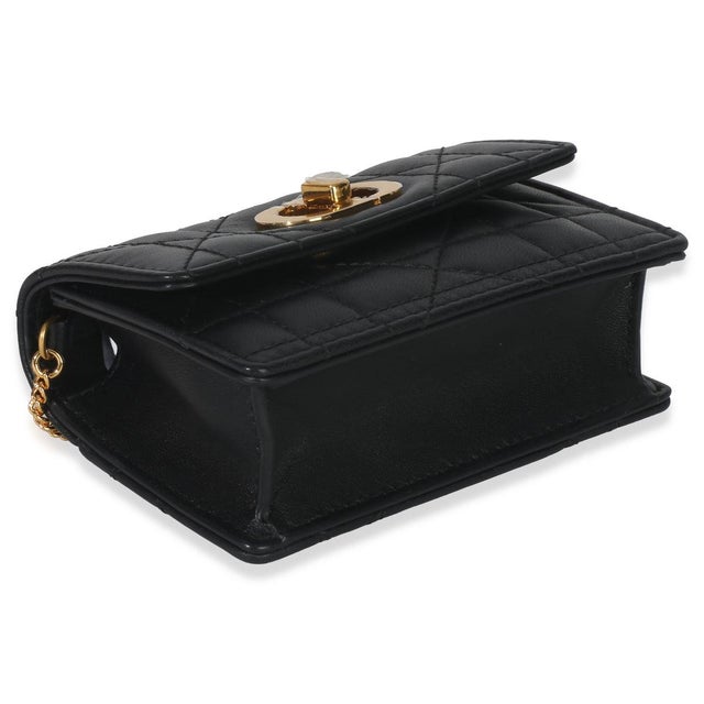 Black Macrocannage Calfskin Micro Miss Caro Chain Bag For Sale In New York - Image 6 of 9