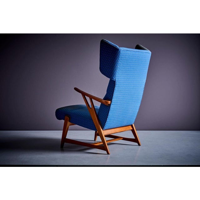 Italian Winged Highback Lounge Chair in the style of Carlo Molino, 1950s For Sale - Image 10 of 13