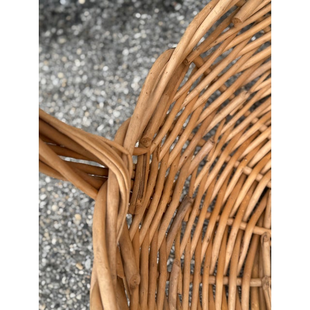 Monumental Vintage Handwoven Wicker Gathering Basket With Oversized Handle For Sale In Philadelphia - Image 6 of 8