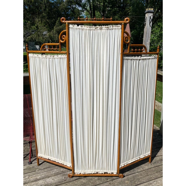 Mid 20th Century Antique Victorian Stick and Ball Room Divider Dressing Screen Chairish