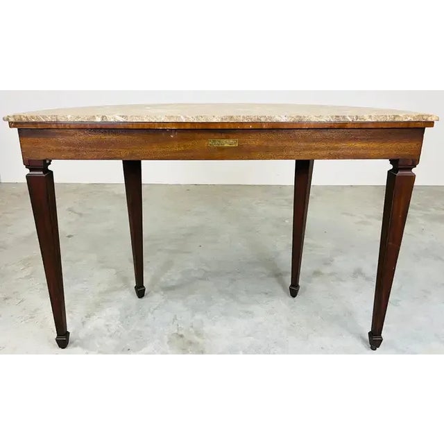 1990s Maitland Smith Adam Style Inlaid Demi-Lune Console Table For Sale - Image 5 of 8