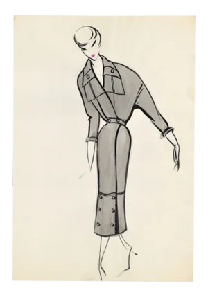 Original French Fashion Drawing