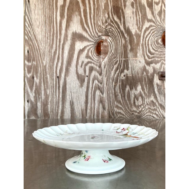 Vintage Regency Fluted Birds Cake Plate For Sale - Image 10 of 11