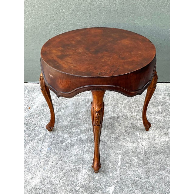 Wood Vintage Hand Carved Swag Side Table For Sale - Image 7 of 12