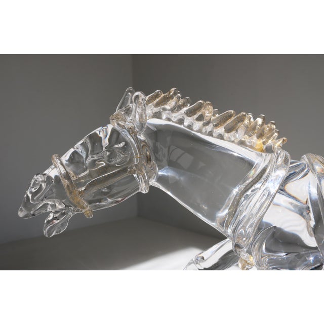 Mid-Century Modern Mid-Century Italian Murano Glass Horse Sculpture with Gold Leaf by Arnaldo Zanella, 1970s For Sale - Image 3 of 12