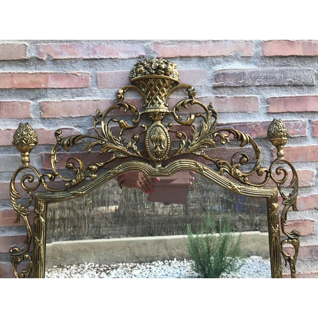 19th Century French Baroque Handmade Bronze Mirror with Reliefs For Sale - Image 10 of 18