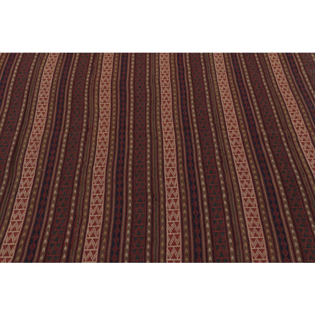 Rug & Kilim Vintage Persian Kilim, Square Rug With Intricate Geometric Stripes - Rug & Kilim For Sale - Image 4 of 8