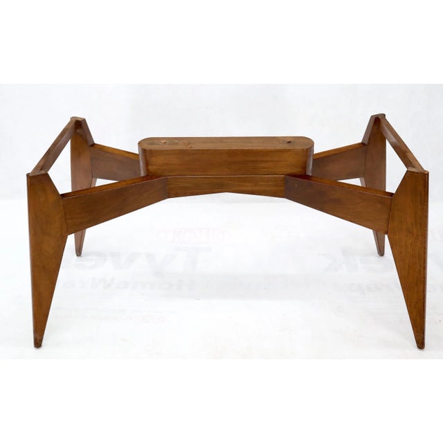 Rouge Boat Shape Marble Top Dining Table on Compass Shape Solid Walnut Legs For Sale - Image 9 of 13