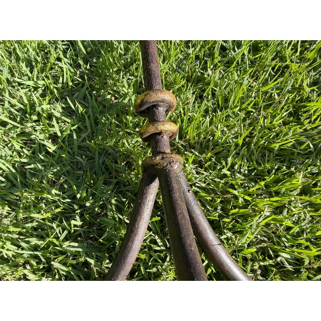Vintage 30” Sculptural Iron Candlesticks With Aged Patina, Pair For Sale - Image 11 of 12