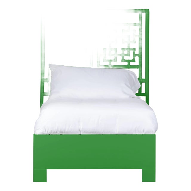 Palm Springs Platform Bed Twin Extra Long, Bright Green For Sale