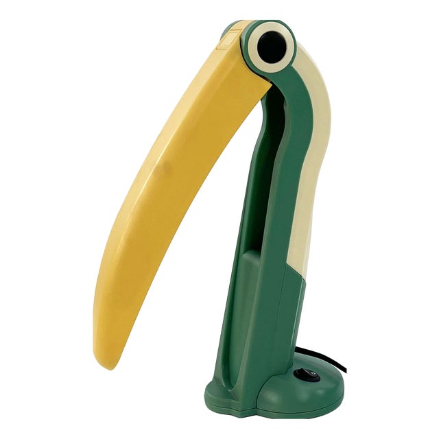 Sea Green & Yellow Toucan Lamp by H.T. Huang for Huanglite, 1980s For Sale