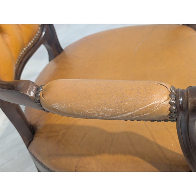 Brown Vintage Chippendale Armchair in Leather, 1975 For Sale - Image 8 of 15