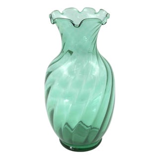 Vintage Green Crystal Vase by Vetro Vitt, Italy, 1970s For Sale