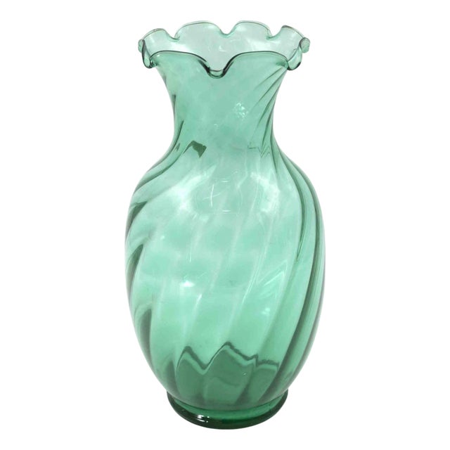 Vintage Green Crystal Vase by Vetro Vitt, Italy, 1970s For Sale