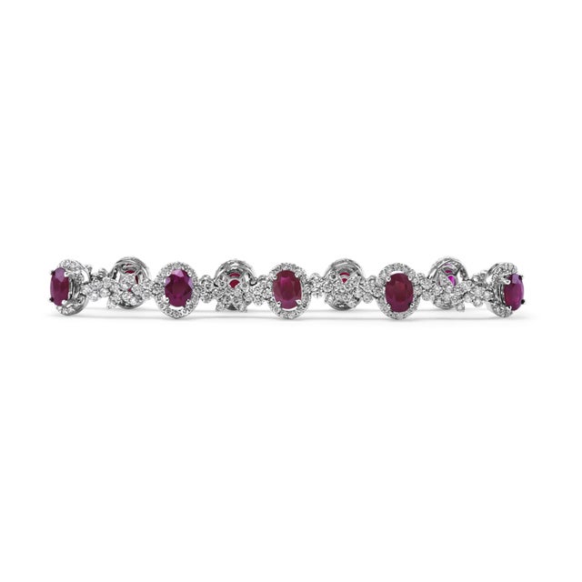 Contemporary Alexander Beverly Hills 14.06ct Ruby & Diamond Bracelet 18k White Gold For Sale - Image 3 of 4
