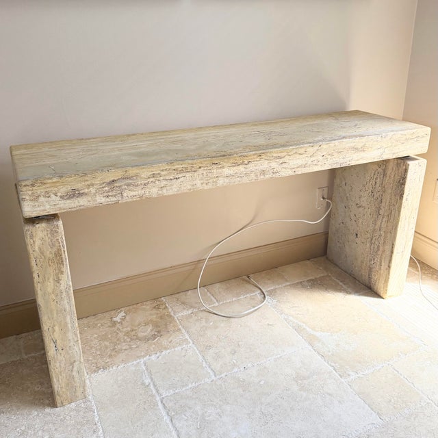 Stone Vintage Italian Travertine Console Table For Sale - Image 7 of 11