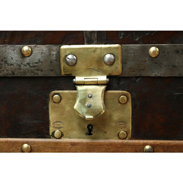19th Century Domed Leather Trunk, 1920s For Sale - Image 3 of 11