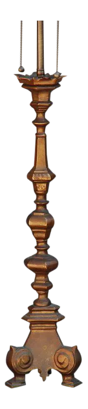 French Baroque Style Gilt Bronze Candlestick Lamp