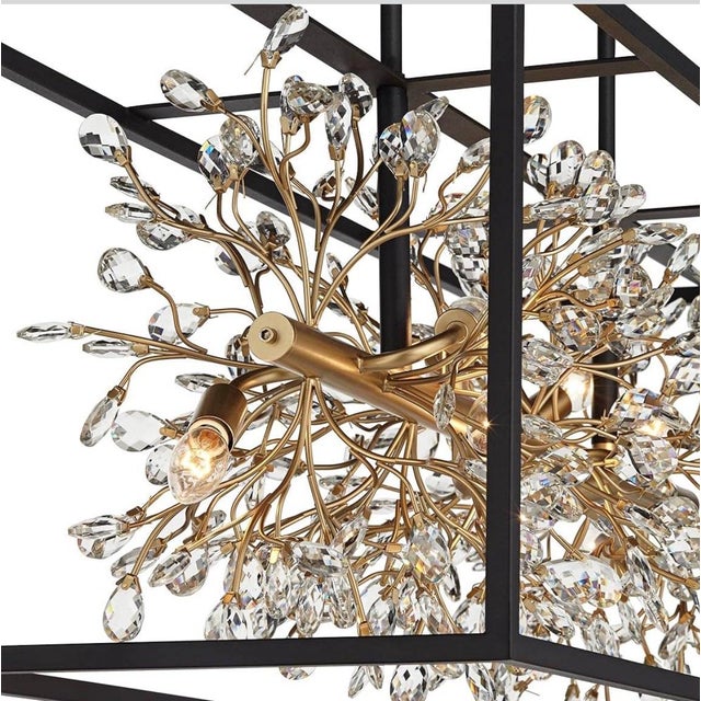 Possini Euro Contemporary Design Carrine Sand Black Gold Pendant Chandelier For Sale - Image 4 of 6