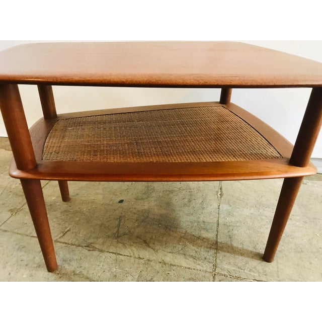 1950s 1950s Teak and Cane Occasional Table John Stuart Inc Danish Modern Peter Hvidt For Sale - Image 5 of 11
