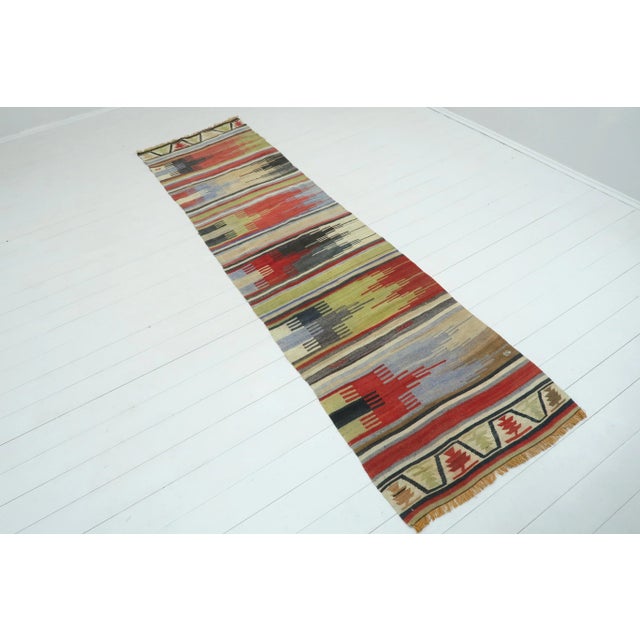 Mid 20th Century Vintage Turkish Kilim Runner-2′9″ × 10′6″ For Sale - Image 4 of 13