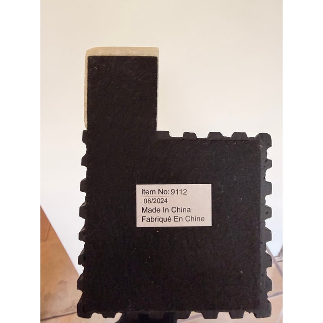 Early 21st Century Arteriors Ivory Rice Stone and Black Bookend (Large) For Sale - Image 5 of 6