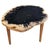 Andrianna Shamaris Palm Petrified Wood Side Table with Teak Base For Sale