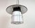 Industrial Grey Enamel, Glass, and Iron Cage Pendant Lamp from Elektrosvit, 1960s For Sale - Image 6 of 16