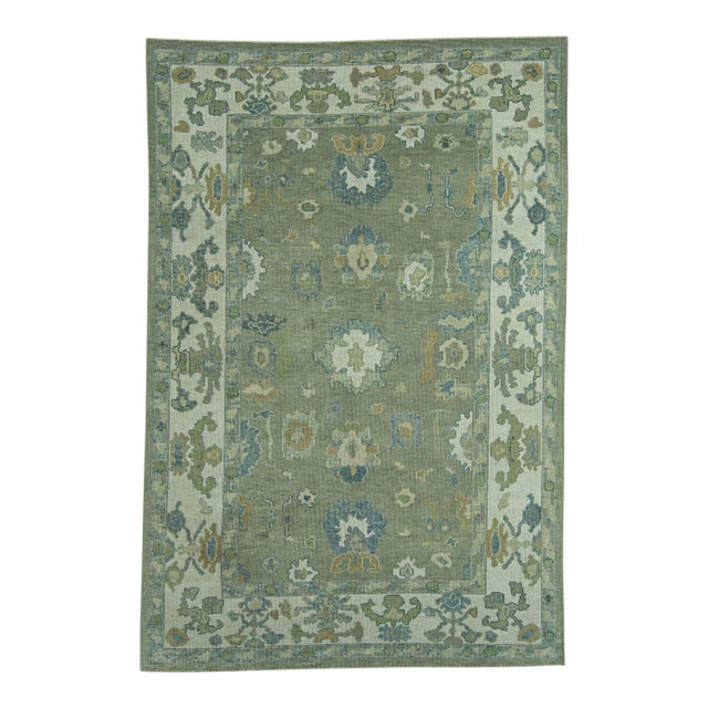 Turkish Oushak Rug 6'1" x 9'1" #19127 For Sale