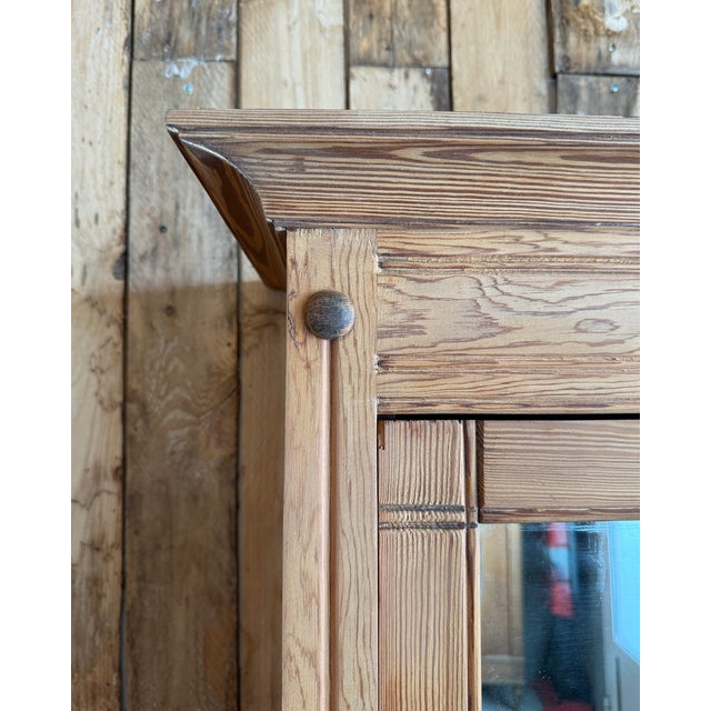 Antique Pitch Pine Mirrored Wardrobe, 1890s For Sale - Image 6 of 10