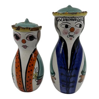 Vintage Italian Man & Woman Salt & Pepper Shakers - a Pair For Sale