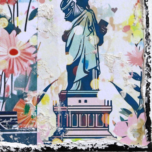 Flowers for Nyc - Abstract Colorful Textural City Collage Original Artwork by Marion Duschletta For Sale - Image 4 of 9