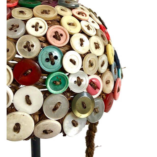 Wood Vintage Original Elders African Lega Hat on Stand For Sale - Image 7 of 7