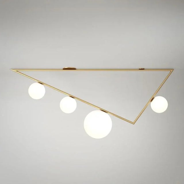 Big triangle ceiling light ii by atelier areti dimensions: d 20 x w 150 x h 50.5 cm. Materials: brushed brass, white...