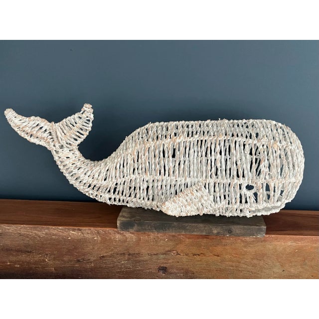 1970s Woven Rope & Wire Whale Sculpture For Sale - Image 4 of 7