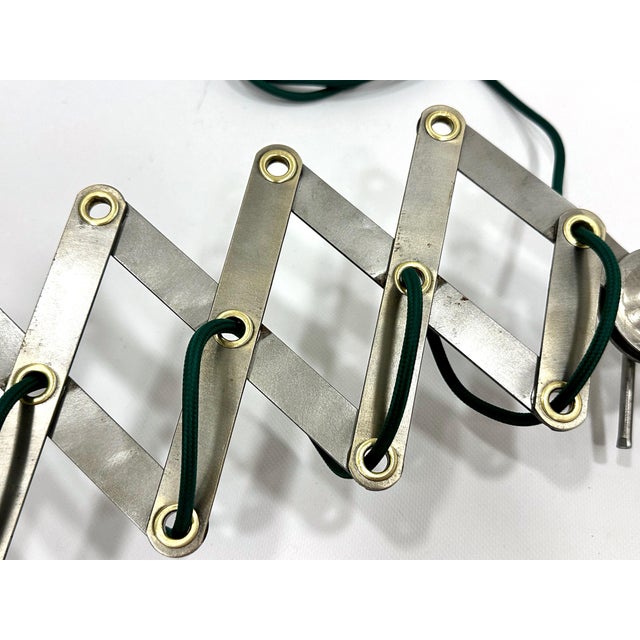 Industrial Dark Green Scissor Wall Lamp, 1950s For Sale - Image 10 of 18