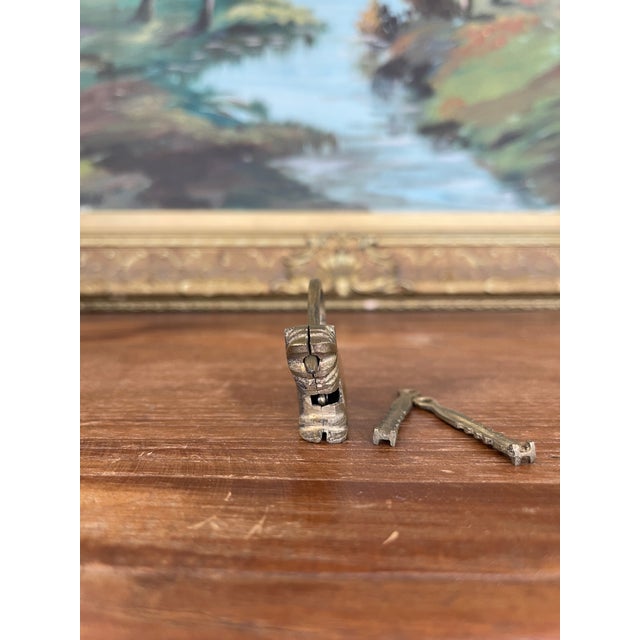 Antique Likely Brass Figural Dog Puzzle Lock With Original Keys, Early 20th Century For Sale - Image 9 of 11