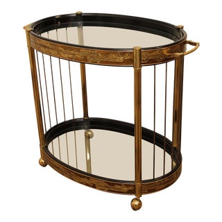 Bernhardt Rhone for Mastercraft Acid Etched Brass Serving Bar Cart For Sale