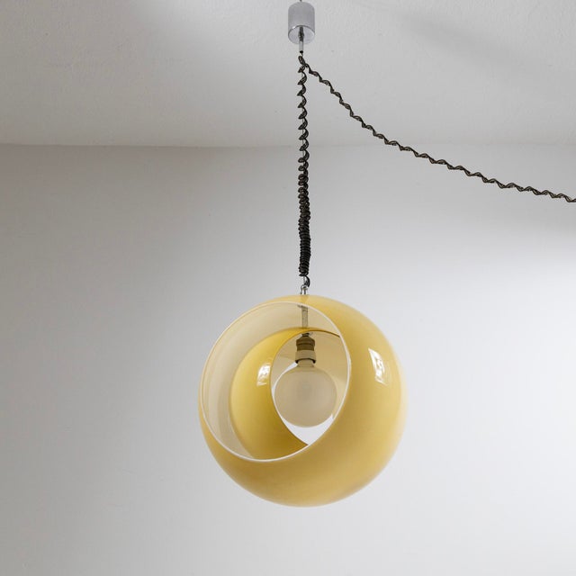 White Eclisse Pendant Lamp from Mazzega, 1970s For Sale - Image 8 of 9